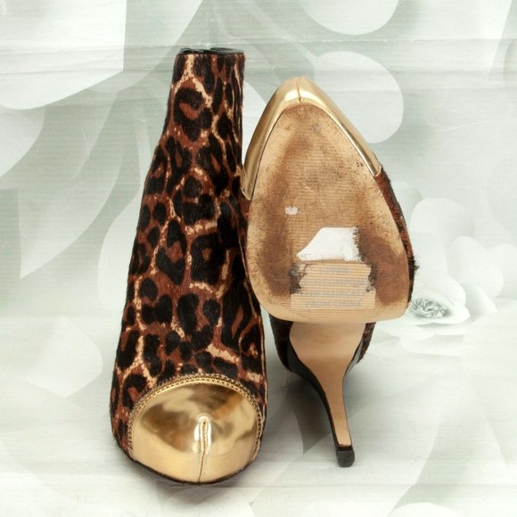 Michael Kors Leopard Calf Hair Ankle Bootie Heels - Picture 11 of 11